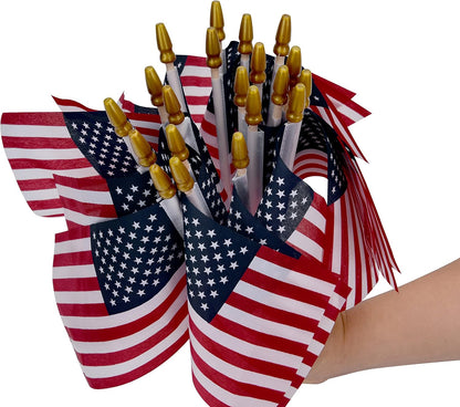 Gelbchu 12 Pack Small American Flags on Stick Small US Flags/Mini American Flags for Outside 4x6 Inch American Hand Held Stick Flags with Kid-Safe Spear Top, Patriotic Veterans Day Decorations, 4th of July Decorations