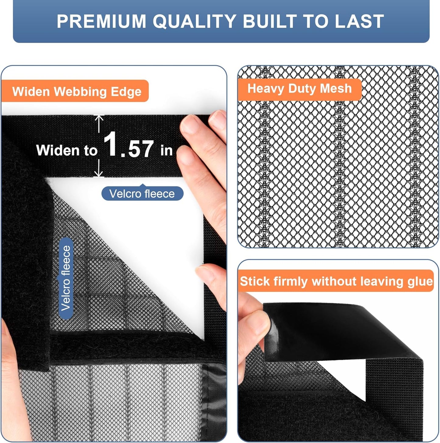 Gelbchu Magnetic Screen Door Mesh Fits 36" x 80" Door - Curtain Size 38" x 82", Works for Patio, Sliding Door, Keeps Bug Mosquito Out, Fresh Air Flow, Black