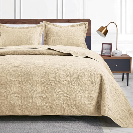 Gelbchu Quilts for Queen Bed Blue Bedspreads - Soft Bed Summer Lightweight Bedspread Comforter - Modern Style Coin Pattern Coverlet for All Season - 3 Pieces (1 Quilt, 2 Pillow Shams)
